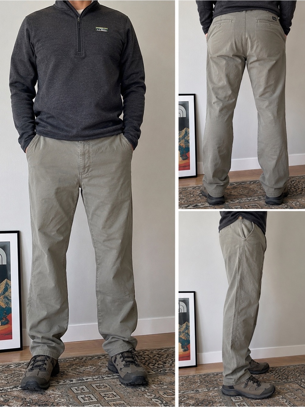 L.L.Bean Natural Fit Ripstop Cotton Pants Men 38x31 Outdoor Hiking Casual Beige